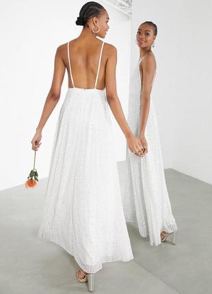 Свадебное платье макси на бретельках с пайетками asos design