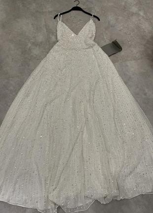 Свадебное платье макси на бретельках с пайетками asos design