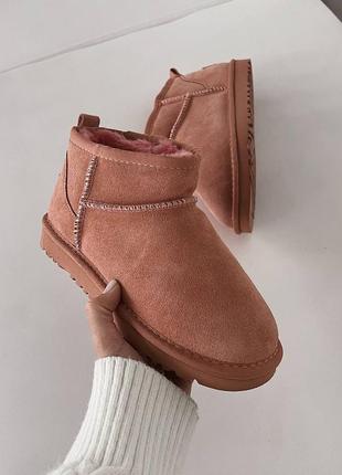 Ugg ultra mini pink suede угги