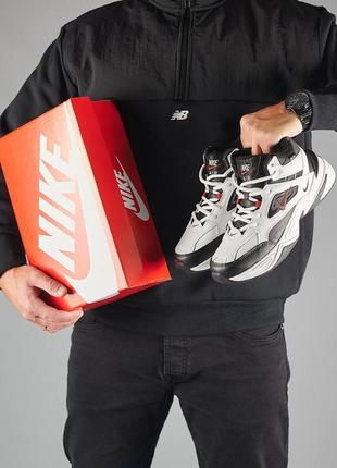 Зимние мужские кроссовки nike m2k tekno mid white black red fur1 фото