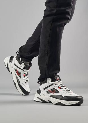 Зимние мужские кроссовки nike m2k tekno mid white black red fur6 фото