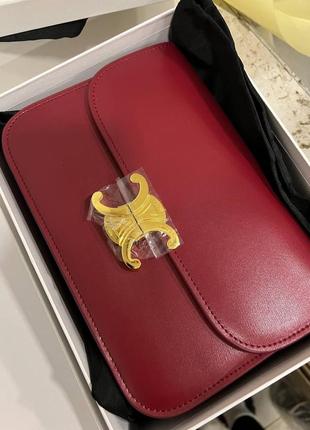 Сумка женская кожаная бордовая красная брендовая в стиле celine triomphe2 фото