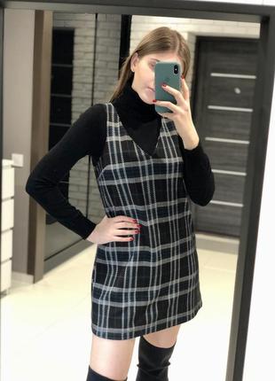 Брендовое короткое платье в клетку new look вьетнам вискоза этикетка