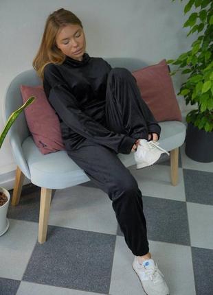 Комфортный костюм утепленный,велюровый на меху 42-44,46-48,50-52 черный,графит,мокко3 фото