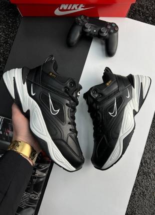 Nike m2k tekno mid black white fur ❄️6 фото