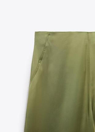 Сатиновые брюки с высокой талией zara. шелковистая падающая ткань9 фото