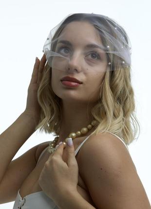 Вуалетка, вуаль з перлинками. міні - фата.