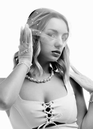 Вуалетка, вуаль з перлинками. міні - фата.