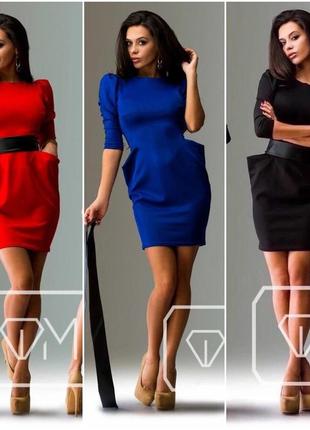 Плаття з дайвінгу довгі рукави з поясом і кишенями розміри норма