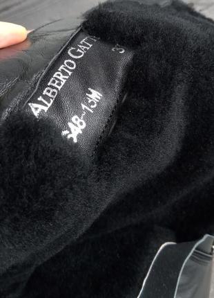 Кожаные черные женские сапоги на кирпичике зимние сапоги на натуральном меху овчине средний каблук6 фото