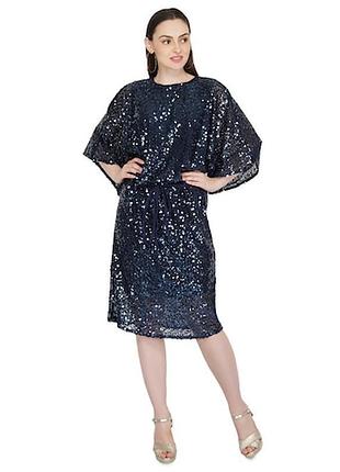 Шикарне вечірнє плаття в паєтки з розрізами на рукавах