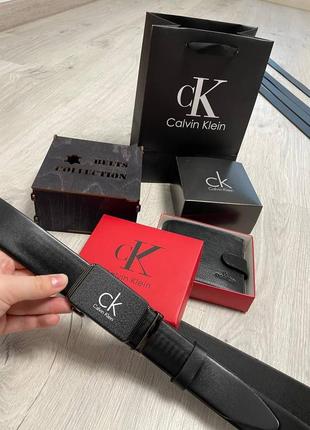 Набор ремень + кошелек + упаковка, набор на подарок мужской ремень 4см черный кошелек кожа турция, комплект в стиле calvin klein клвин клейн
