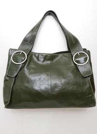 Брендовая кожаная сумка ri2k красивый оливковый цвет🎁1 фото