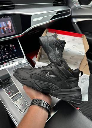 Зимові чоловічі кросівки з хутром nike m2k tekno mid all black fur ❄️