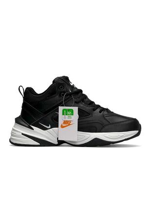 ❄️зимние мужские кроссовки nike m2k tekno mid black white fur ❄️