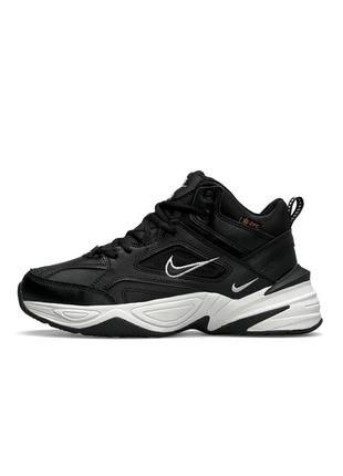 ❄️зимові чоловічі кросівки nike m2k tekno mid black white fur ❄️5 фото