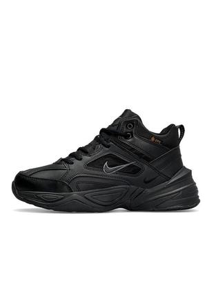 ❄️зимние мужские кроссовки nike m2k tekno mid all black fur ❄️1 фото