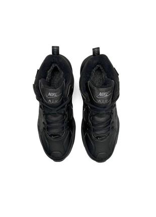 ❄️зимові чоловічі кросівки nike m2k tekno mid all black fur ❄️8 фото