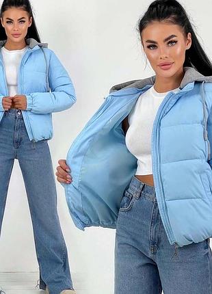 Жіноча тепла куртка з капюшоном 631 в різних кольорах