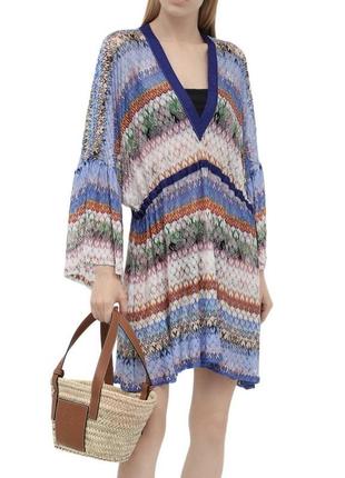 Пляжная туника из вискозы missoni mare italy 2101 mmq00220 br00e3 оригинал размер 40 разноцветное эксклюзивное дизайнерское