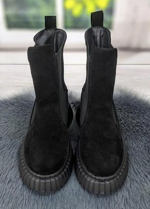 Ботинки женские зимние черные замшевые на платформе arto 43276 фото