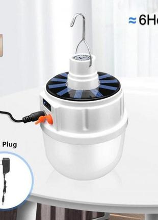 Аккумуляторная кемпинговая led лампа светильник jd-2022 с pm-654 солнечной панелью