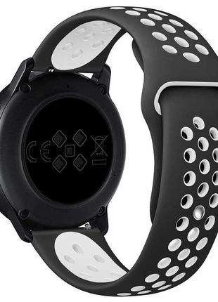 Ремешок для samsung galaxy watch 46 | 3 45mm | gear s3 силиконовый перфорированный 22мм  черно белый bewatch2 фото