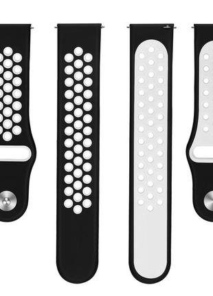 Ремешок для samsung galaxy watch 46 | 3 45mm | gear s3 силиконовый перфорированный 22мм  черно белый bewatch4 фото