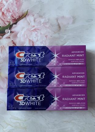 Отбеливающая зубная паста для чувствительных зубов crest 3d white radiant mint 107 грамм1 фото