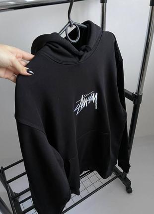 Худі жіноче / чоловіче чорне з капюшоном stussy