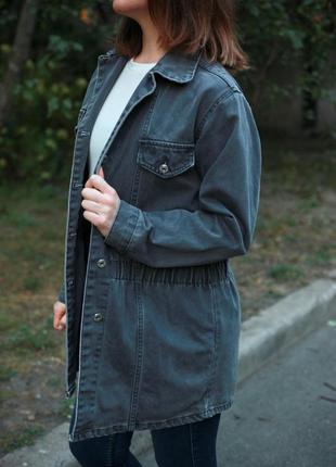 Джинсовая коттоновая куртка удлиненная джинсовка джинсовый кардиган2 фото