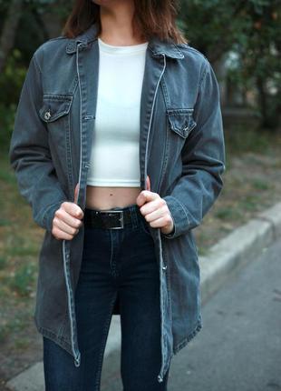 Джинсовая коттоновая куртка удлиненная джинсовка джинсовый кардиган3 фото