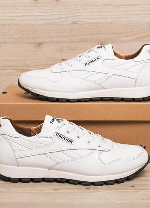 Мужские кожаные кроссовки rbk classic white pearl6 фото