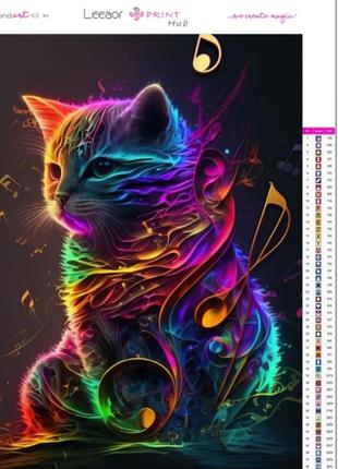 Алмазна вишивка картина по номерах музика мелодія кота котяча1 фото