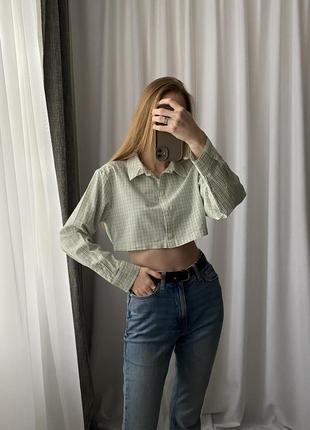 Вкорочена сорочка в клітинку h&m