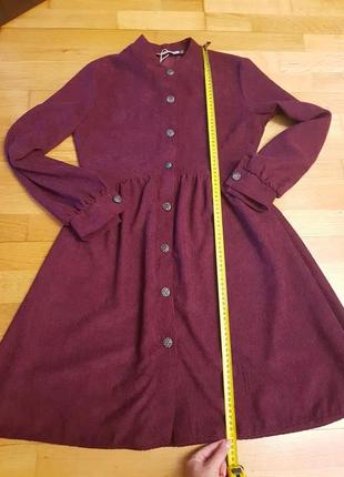 Новое, с биркой вельветовое  платье,  цвет фиолетово-бордовый.6 фото