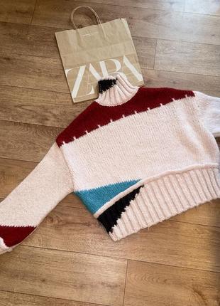 Zara свободный женский современный свитер с горлом!новые коллекции!4 фото