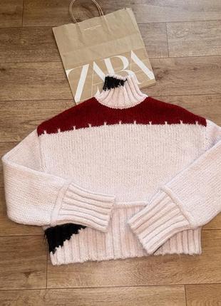 Zara свободный женский современный свитер с горлом!новые коллекции!5 фото