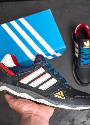 Чоловічі шкіряні кросівки adidas tech flex blue8 фото