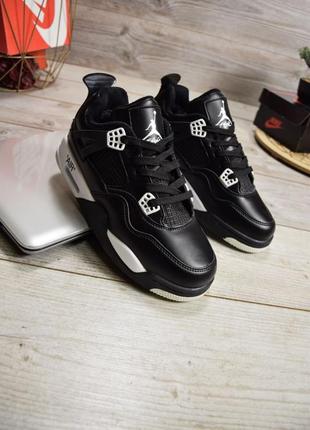 Кросівки хутро зимові nike air jordan 4 black white air