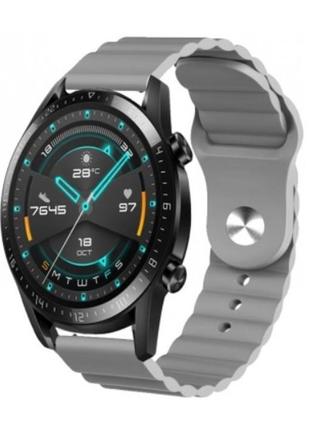 Ремешок для mobvoi ticwatch pro 3 | huawei watch gt 2 46mm | gt 2 pro/е | gt 3 силиконовый 22мм wave серый