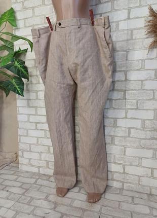 Фирменные marks & spencer мега просторные мужские брюки на  55% лен, размер 5-7хл4 фото