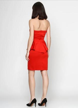 Красное платье с баской3 фото