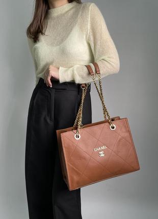 Жіноча сумка в стилі leather tote bag brown   люкс якість