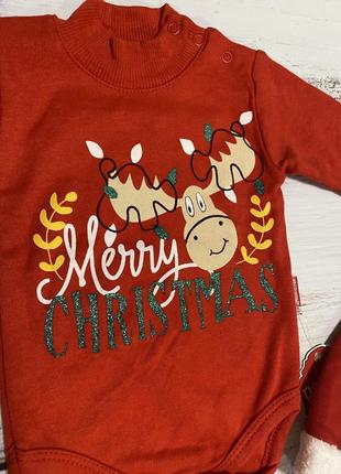 Новорічний костюмчик для малюка merry christmas з оленем теплий шапочка новорічна 56 622 фото