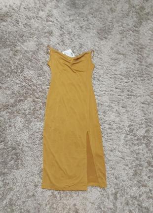 Платье в бельевом стиле слип дресс slip dress с разрезом на ноге8 фото
