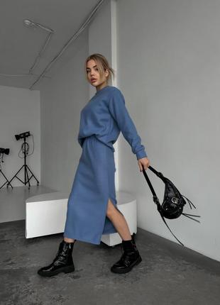 Костюм ангора вязка свитшот и юбка