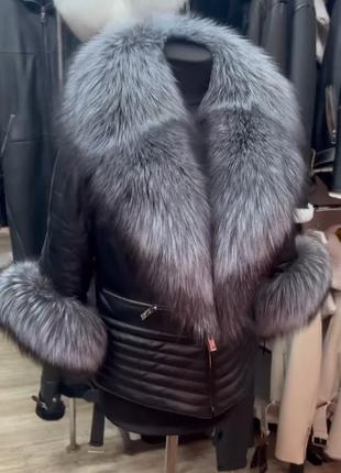 Роскошная кожаная курточка с натуральным мехом1 фото