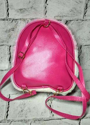 Рюкзак сумка детский меховый зайчик градиент 20х18 см3 фото