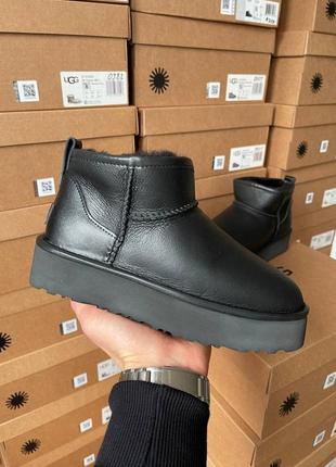 Уггі ugg utra mini platform leather black